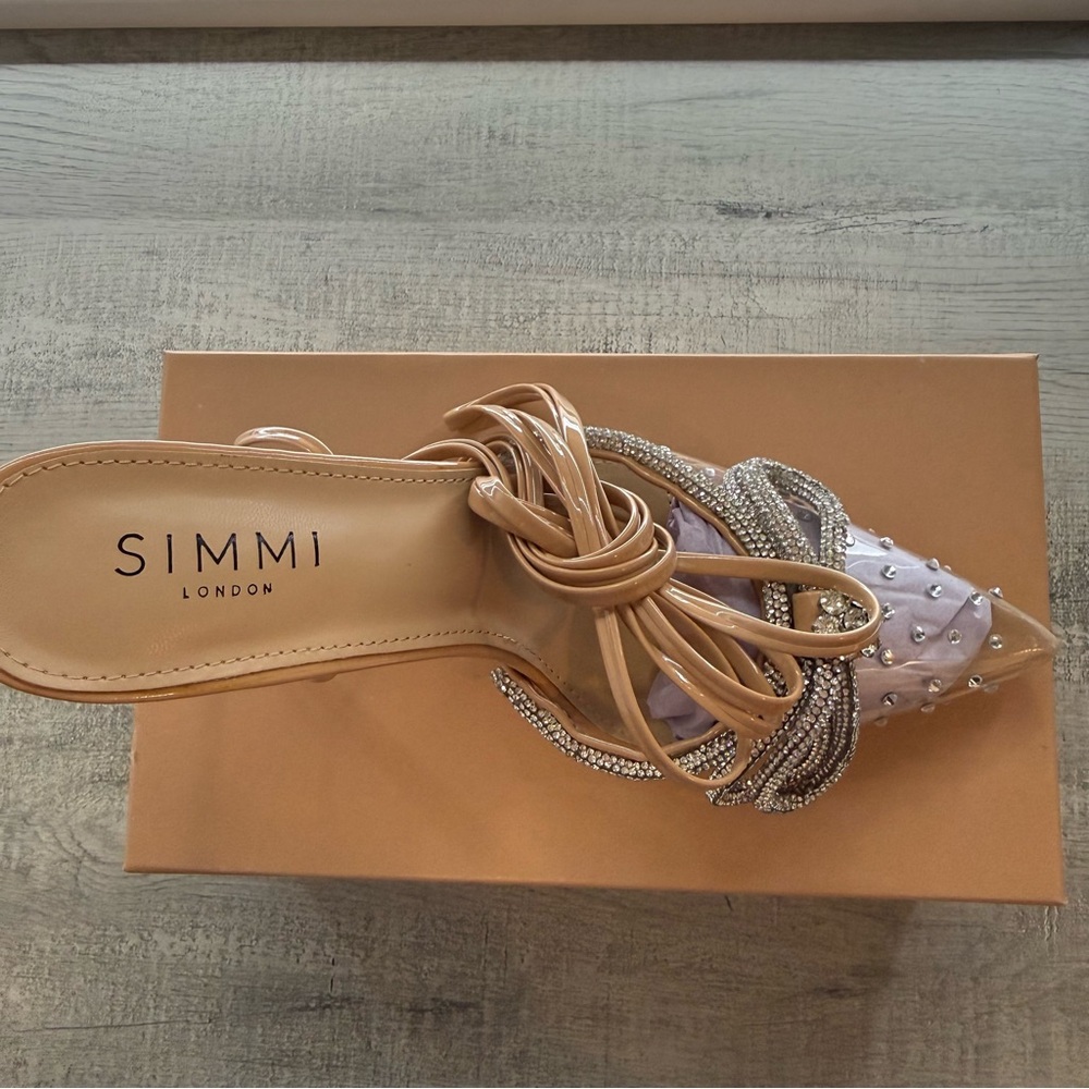 Women's Tan and Clear Embellished Heels - Picture 5 of 10